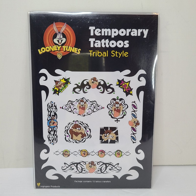 NEW Vintage 1999 Looney Tunes Temporary Tattoos Taz Tasmanian Devil