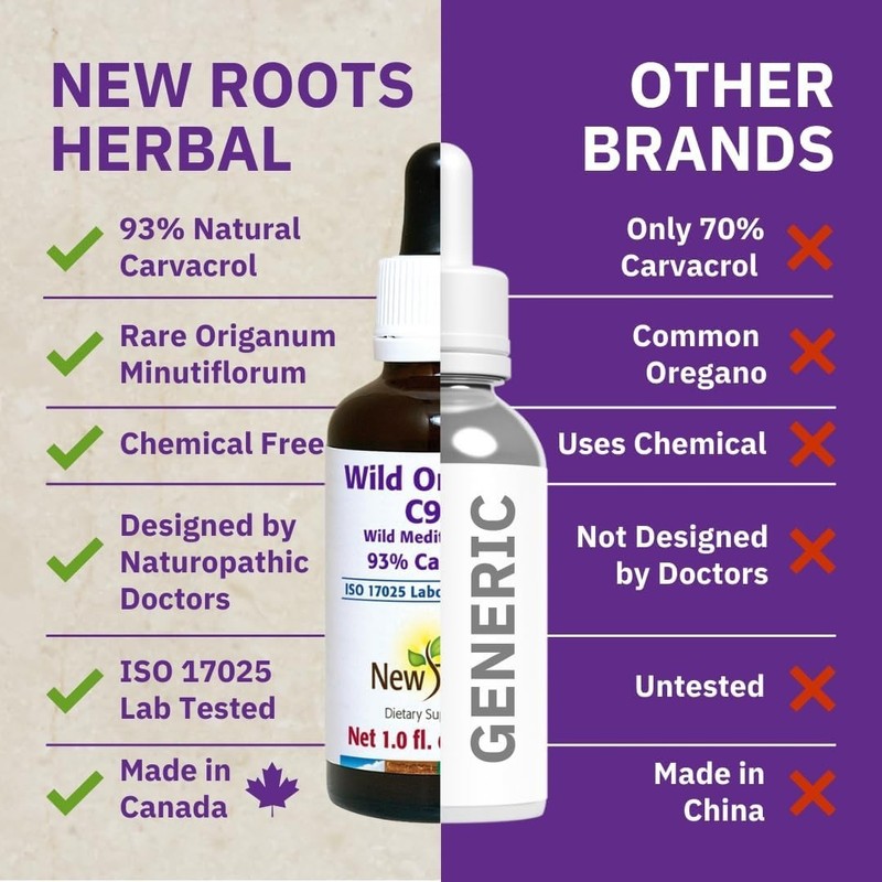 New Roots | Wild Oregano Oil Drops, C93 | 93% Carvacrol 1 Fl Oz (Pack of 1) gallery