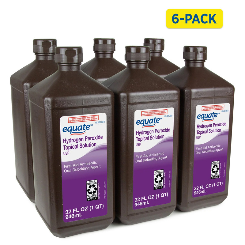 Equate 3% Hydrogen Peroxide Liquid Antiseptic – 32 fl oz, Pack of 6
