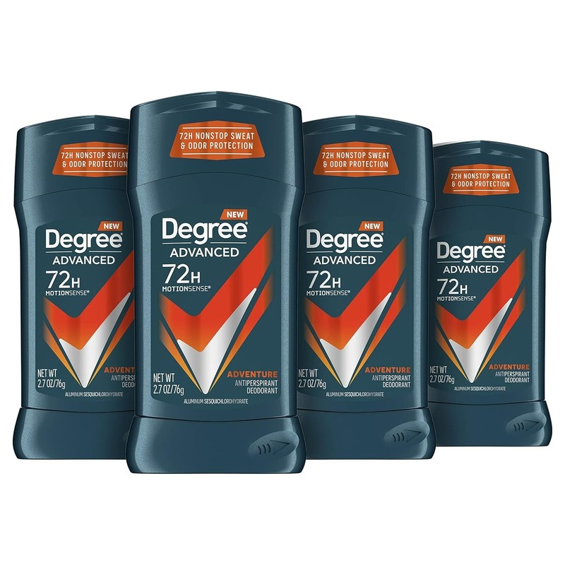 4 Pk Degree Men Antiperspirant Motion Sense 72Hr Protect Adventure Fresh 2.7 oz