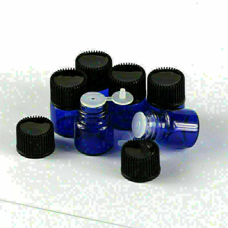 New 20/50/100Pcs 1ml Tiny Small Blue Glass Empty Oil Bottles Vial With Screw Cap gallery