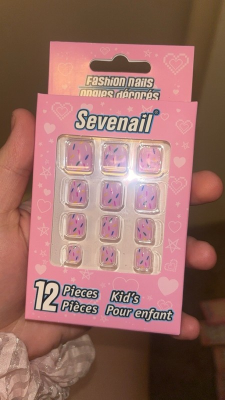 Sevenail & MFY Press-On Nails Set 24pc Pink/Purple/Nude/Blue Glitter Square gallery