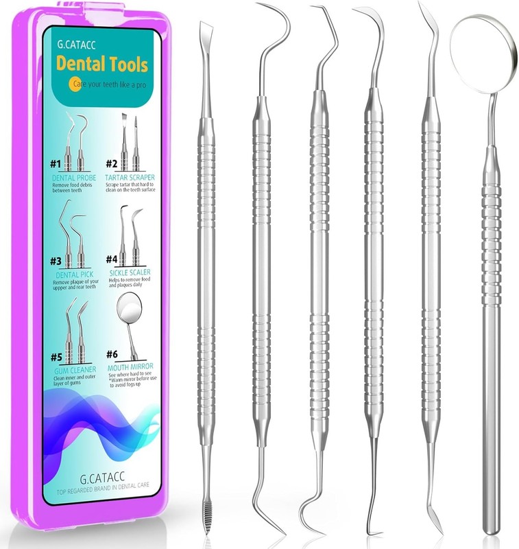 Dental Tools, Dental Pick for Teeth Cleaning, Stainless Steel Hygiene Kit with T