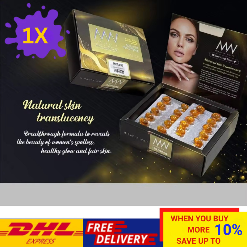 1X Miracle White 120,000mg Booster Whitening Plus+ 60 Capsules nano Glutathione