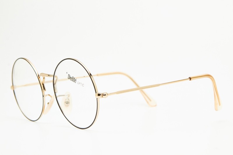 DEFILE PIPER 57 48 Gold/Black Round Eyeglasses Vintage 80s👓Unisex gallery