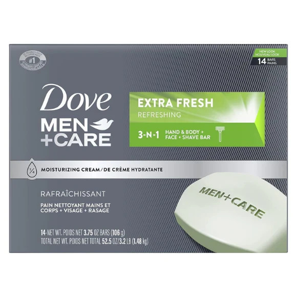 Dove Men+Care Bar 3 in 1 Cleanser for Body, Face, and Shaving Extra Fresh 14 …