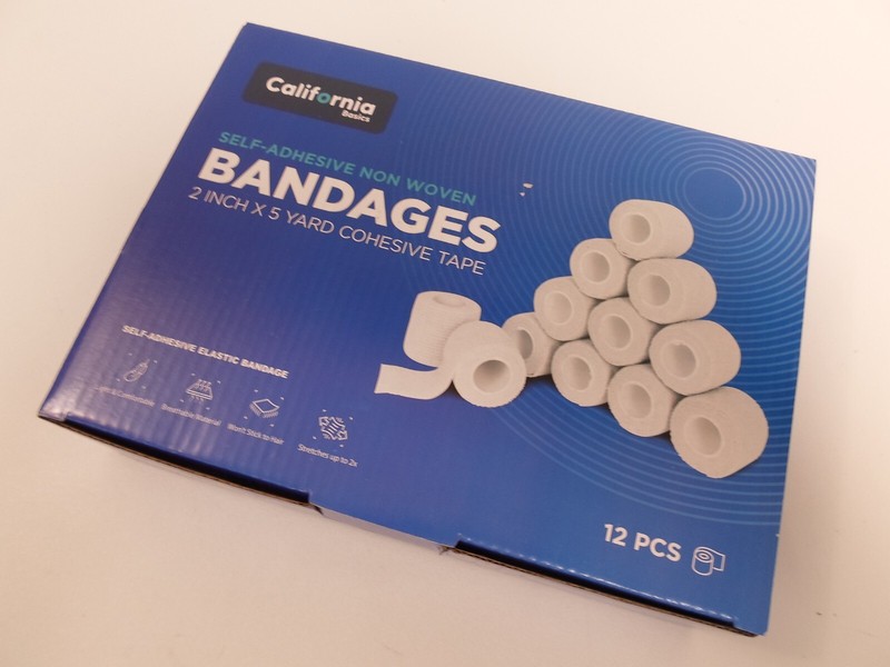 California Basics Self-Adhesive White Non Woven Bandage 12 Pack 2″x 5 Yards Vet