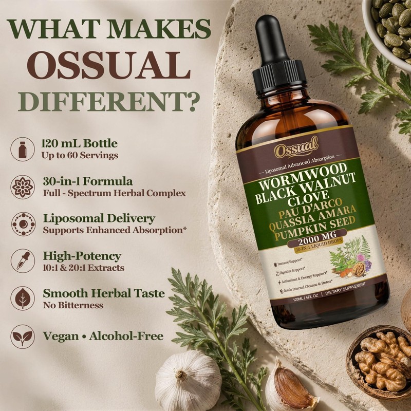 30-in-1 Wormwood Black Walnut Clove Cleanse Tincture - Gut Health & Digestive Su gallery
