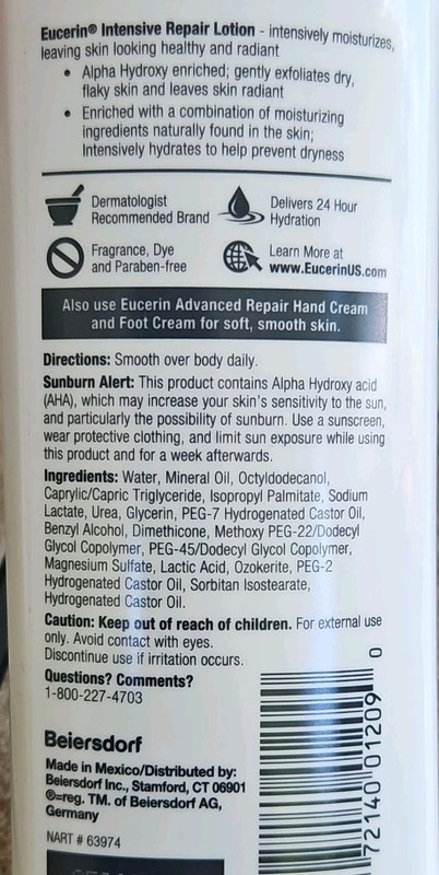 Eucerin Intensive Repair Lotion for Very Dry Skin, Fragrance-Free 5 fl oz Lot 3 gallery