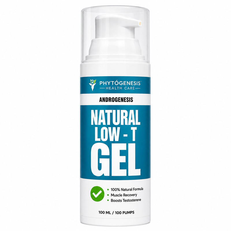 ANDROGENESIS Natural Low-T Support Gel – T Booster for Men – 1 Month Supply