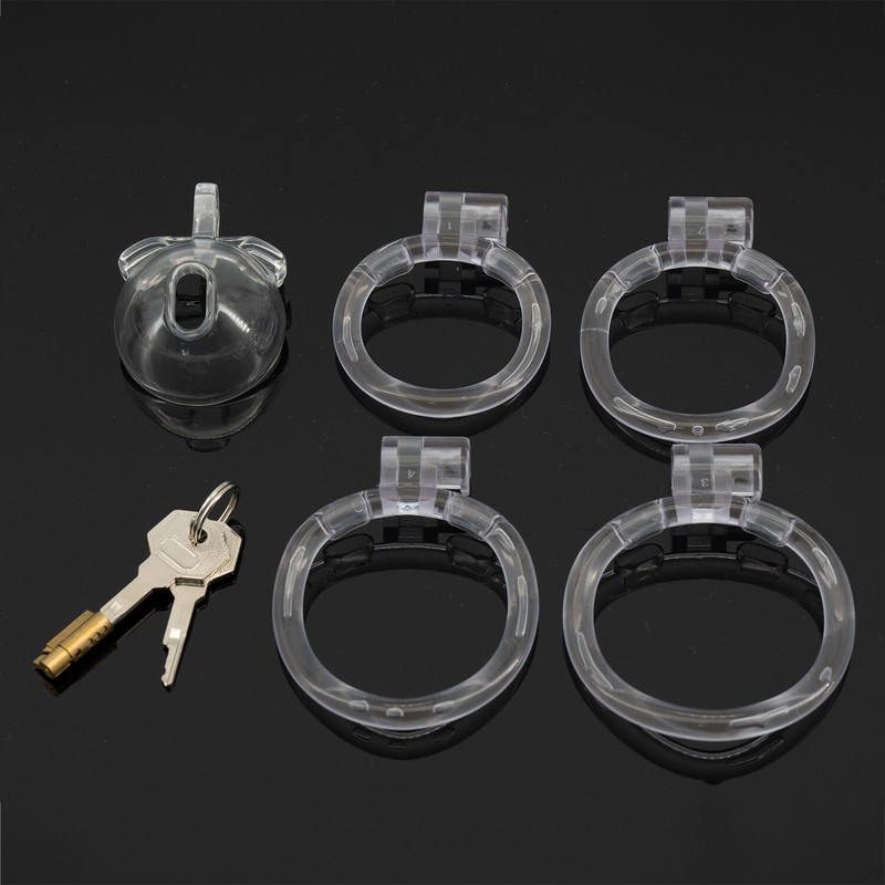 Resin Male Chastity Cage Device Men Plastic Lock Belt with 4 Rings 6 Colors