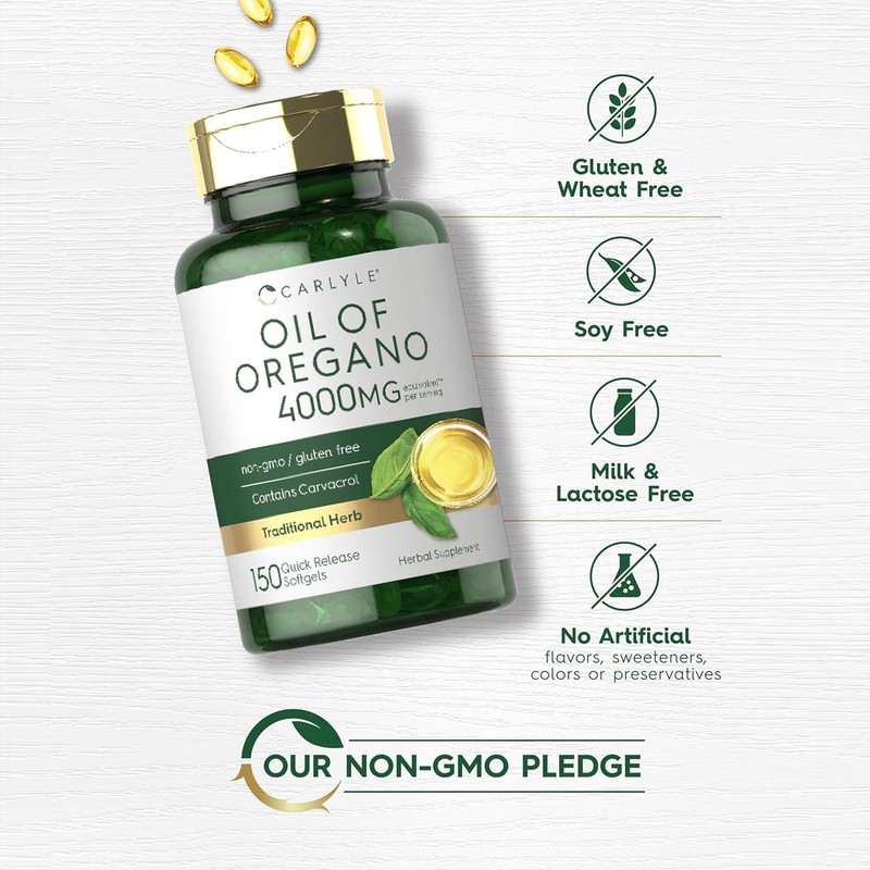 Carlyle Oregano Oil 400mg Supplement, 150 Softgels, Rich in Carvacrol, Non-GMO & gallery