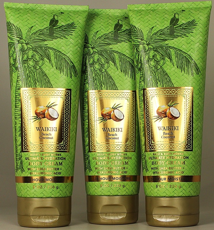 QTY 3 – Bath & Body Works WAIKIKI BEACH COCONUT Body Cream Lotion 8oz