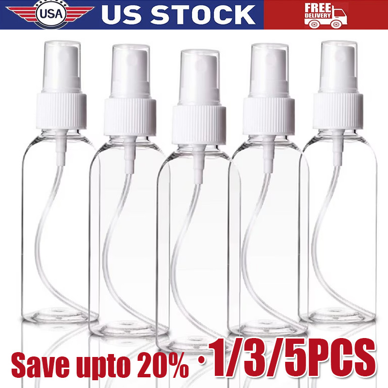 1~5PCS 30ml/60ml Travel Spray Bottle Plastic Transparent Perfume Empty Atomizer
