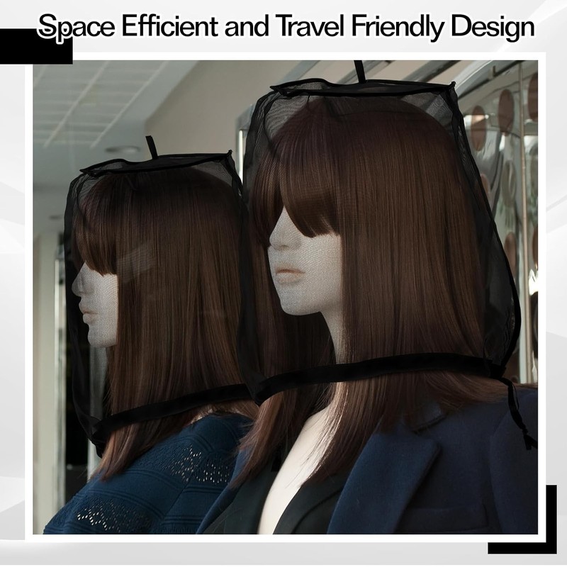 6 Pcs Wig Storage Bags Breathable Mesh Travel Organizer with Drawstring gallery