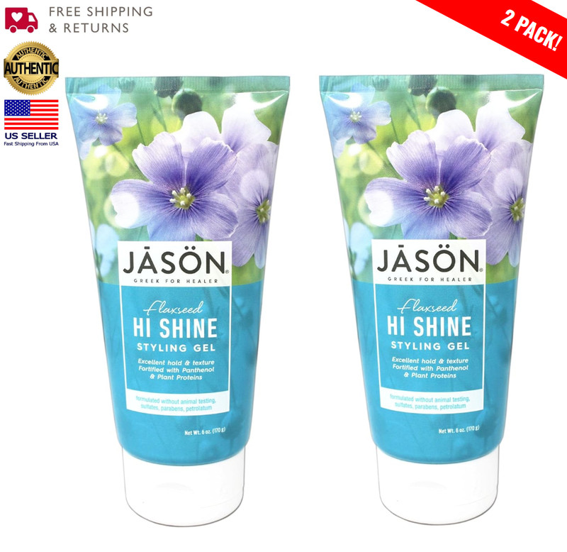 JASON Flaxseed Hi-Shine Styling Gel 6 Ounce Tubes (Pack of 2)