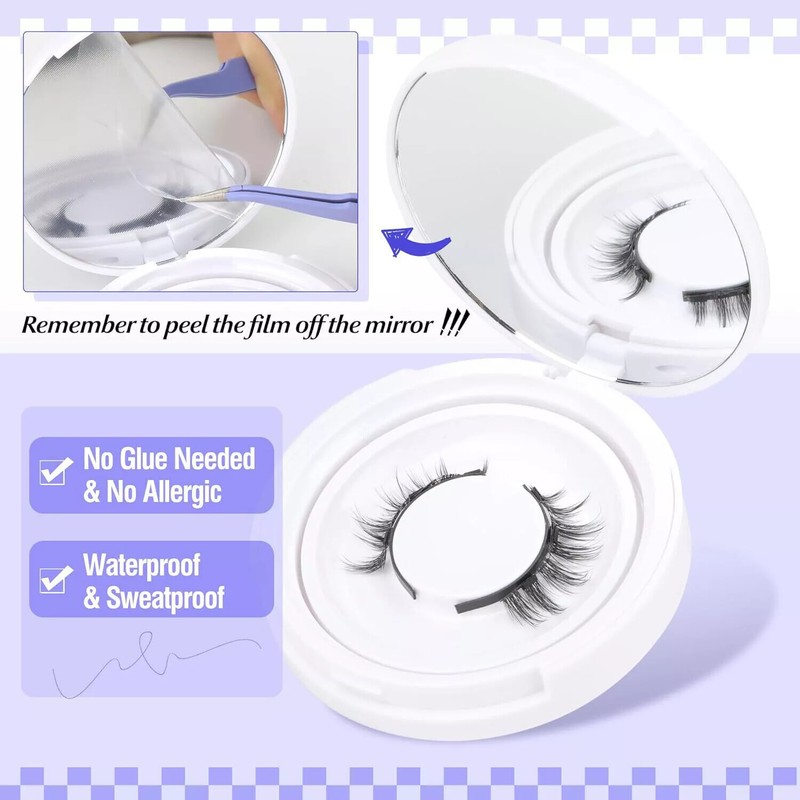 Reusable Natural Magnetic Eyelashes with Applicator No Glue Needed Lashes Kit US gallery