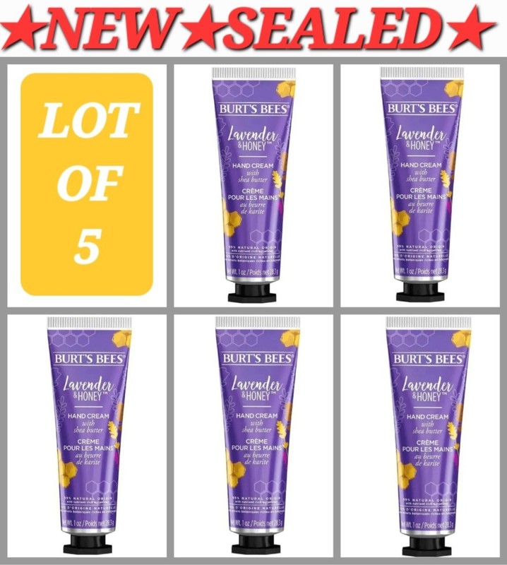 *SEALED* Burt’s Bees Lavender & Honey Hand Cream With Shea Butter LOT OF 5 TUBES