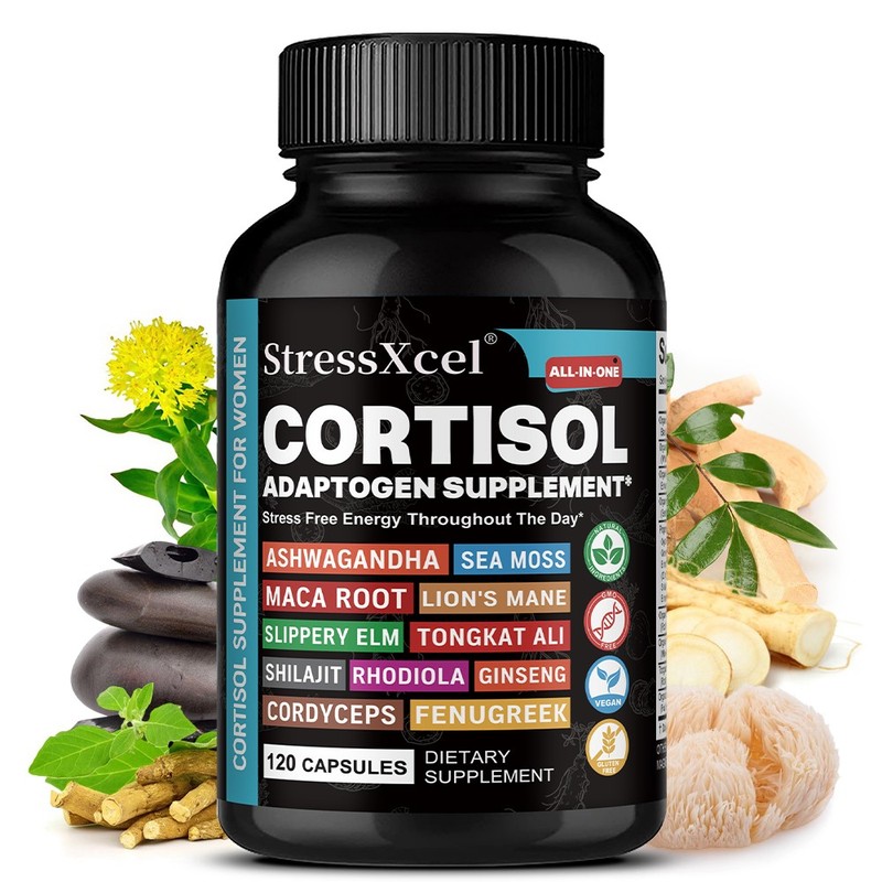 StressXcel Cortisol Adaptogen Supplement for Women Ashwagandh Maca 120 Capsules