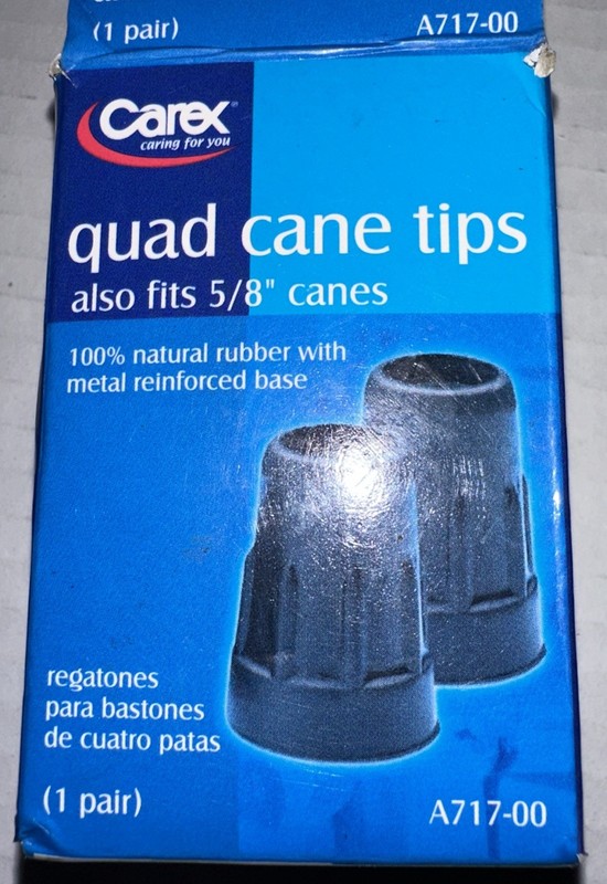Carex Quad Cane Tips Also Fits 5/8 Inches Canes Large Metal Reinforced Base 2ct gallery