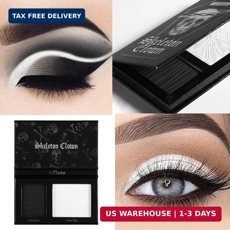 Black White Makeup Palette, White Pressed Setting Powder Goth Halloween Black Go gallery
