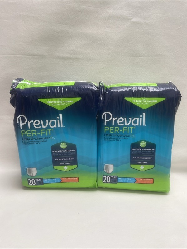 Prevail Disposable Underwear Large 20 Ct Lot Of 2 (Ripped Package)