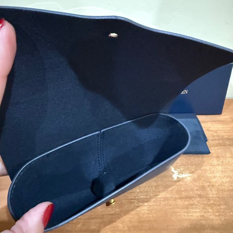 NEW Polo Ralph Lauren Blue Leather Sunglass Case, Box with Cleaning Cloth gallery