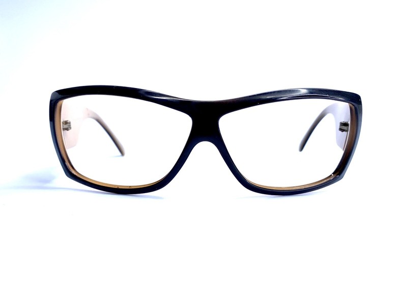 Chanel Black Rectangular Wrap Glasses Beige Interior Italy 6021B 913 66 10 125