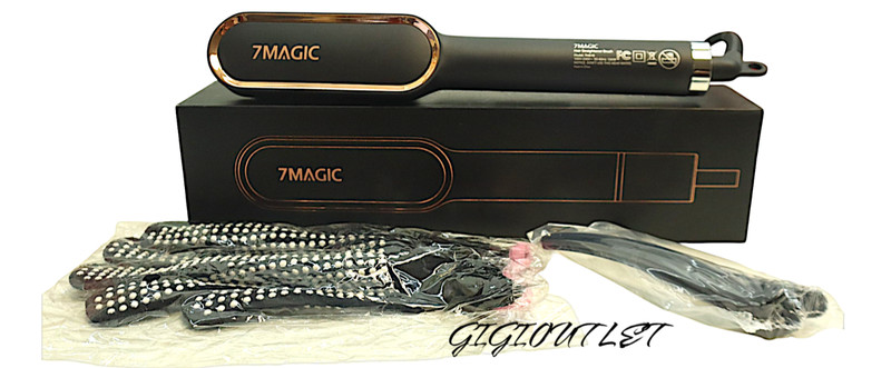 7MAGIC Hair Straightener Brush Fast Heating, Adjustable