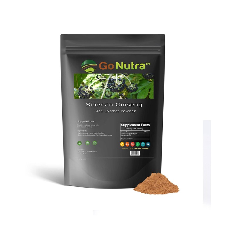 Siberian Ginseng Powder 4:1 Extract 4X Times Stronger Non-GMO 1lb (16 oz) Ele…
