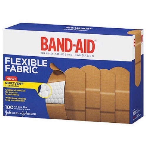 100 Johnson & Johnson 4444 Flexible Fabric Band-Aids Bandaids 1”x3” -100/Box