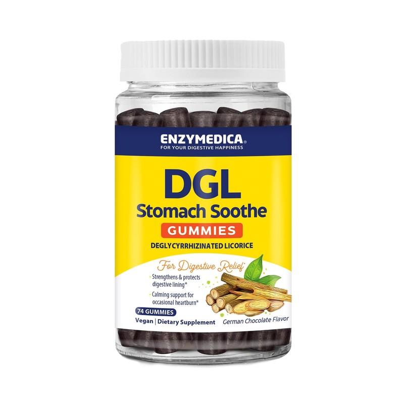74 Count Chocolate Flavored DGL Gummies for Digestive Relief and Support