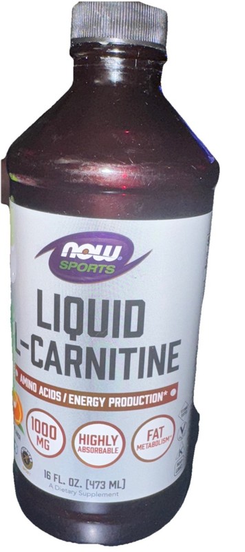NOW Sports Liquid L-Carnitine, Citrus, 1,000 mg, 16 fl oz Sealed BB 3/26