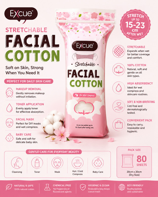 Stretchable Facial Cotton Pads 120 Sheets Wet Compress Makeup Cotton