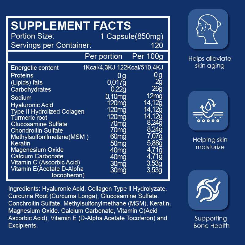 Umary Alternative Hyaluronic Acid 850mg Capsules Vitamin C Joint and Skin Health gallery
