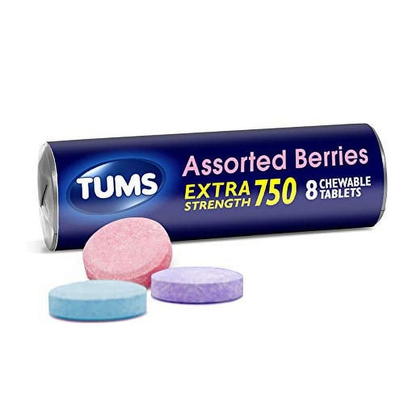 TUMS Extra Strength Assorted Berries Antacid Chewable Tablets, 8ct (36 Pack)
