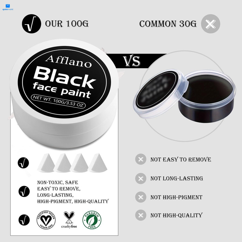 Black and White Face Paint 6pcs Halloween Makeup Kit, balck white 6 pcs gallery