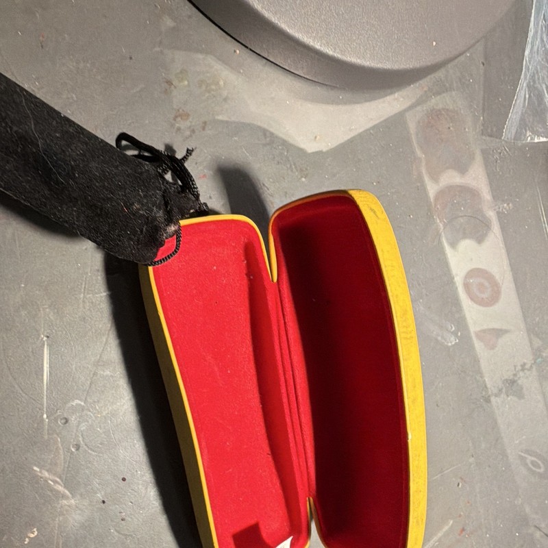 Ray-Ban Yellow Hard Case for Glasses/Sunglasses w/ Red Felt Lining gallery
