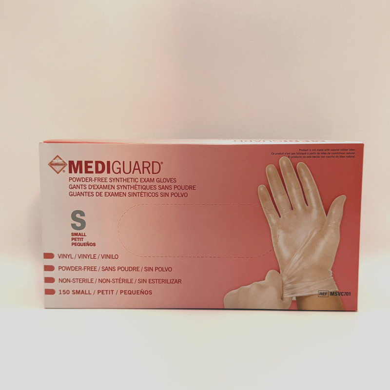 Mediguard Powder-Free Clear Vinyl Exam Gloves Small 150 Count Latex Free