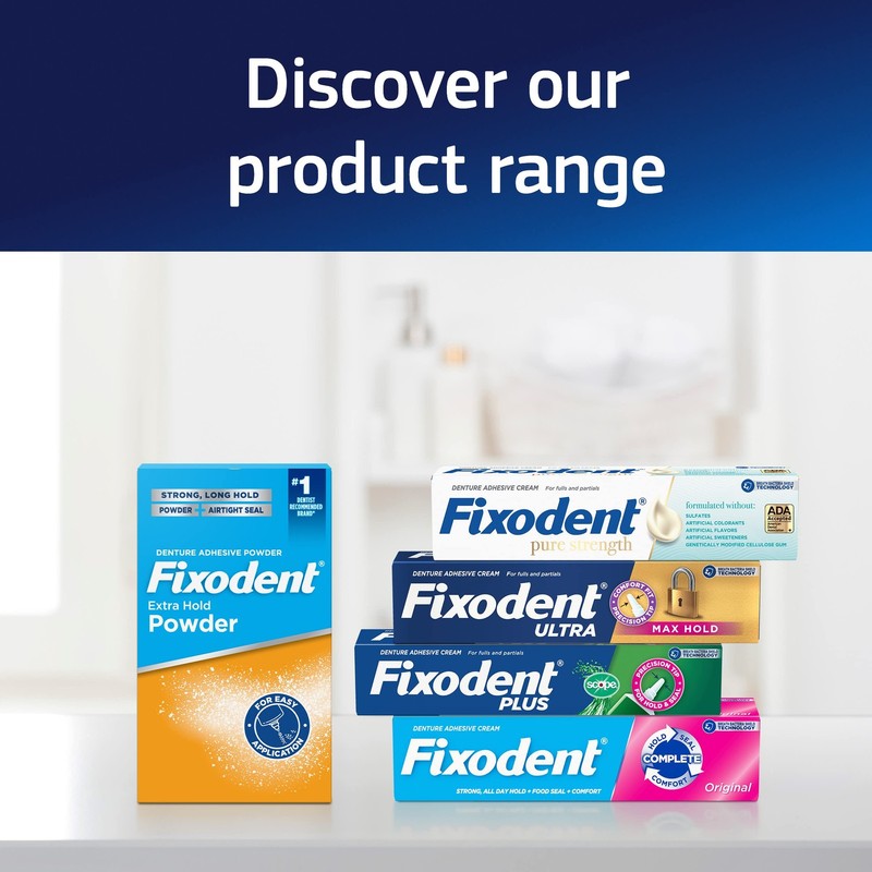 Fixodent Original Secure Denture Adhesive Cream for 2.4oz (Pack of 5), White gallery