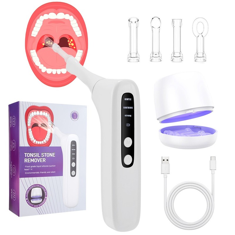 Tonsil Stone Vacuum Removal Kit with LED Light – Electronic Tonsil Stone Remover