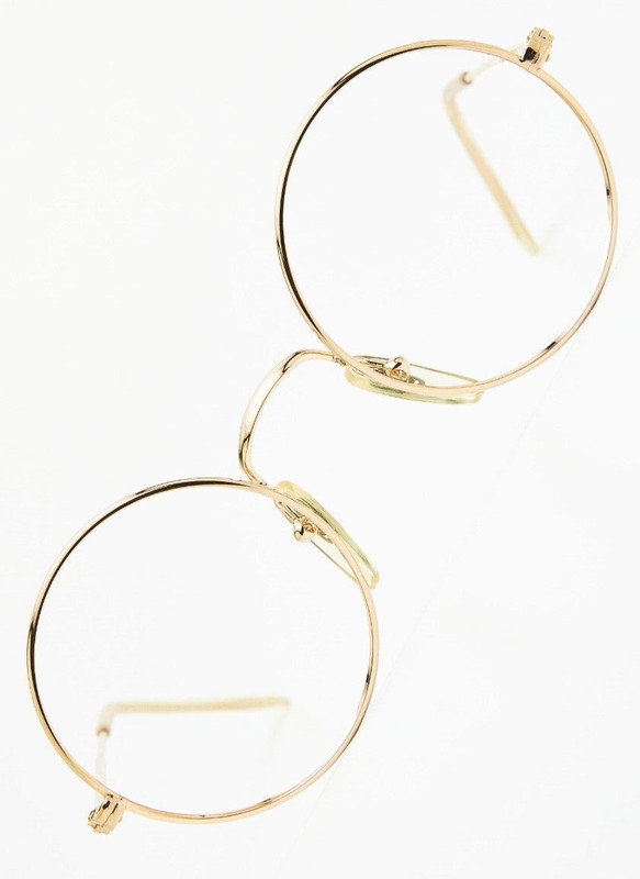 FILOS 2121 46-20 Gold/Clear Round Vintage Eyeglasses 80s👓Unisex