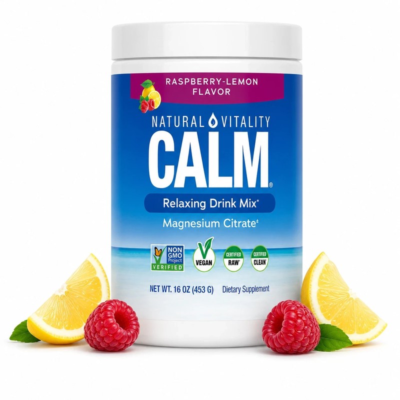 Natural Vitality Calm Magnesium 16oz Powder | Raspberry Lemon Flavored Suppleme