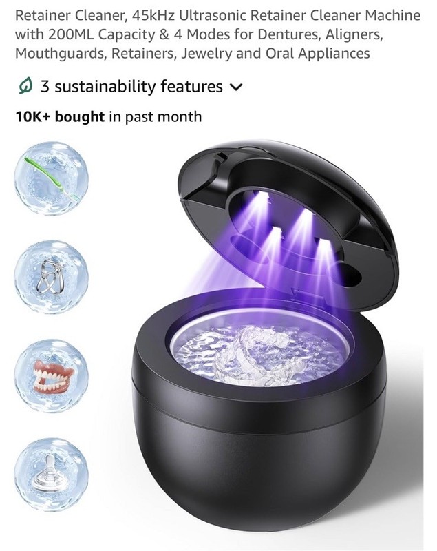 ECOBASIC ULTRASONIC RETAINER CLEANER MACHINE DENTURES MOUTH GUARDS