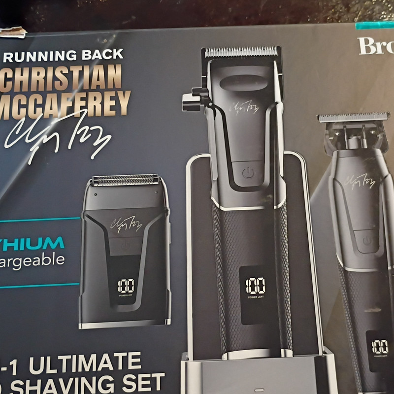 Brookstone 3-in-1 Shaving Kit Set w/ Electric Shaver & Trimmer, Black