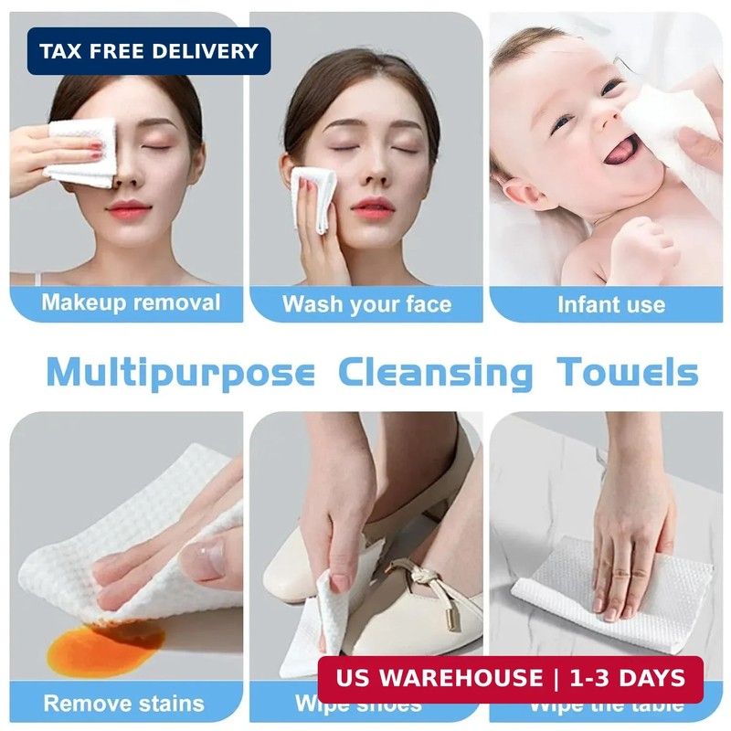 Cotton Facial Dry Wipes 100 Count, Deeply Cleansing Disposable Face Towel Wash C gallery