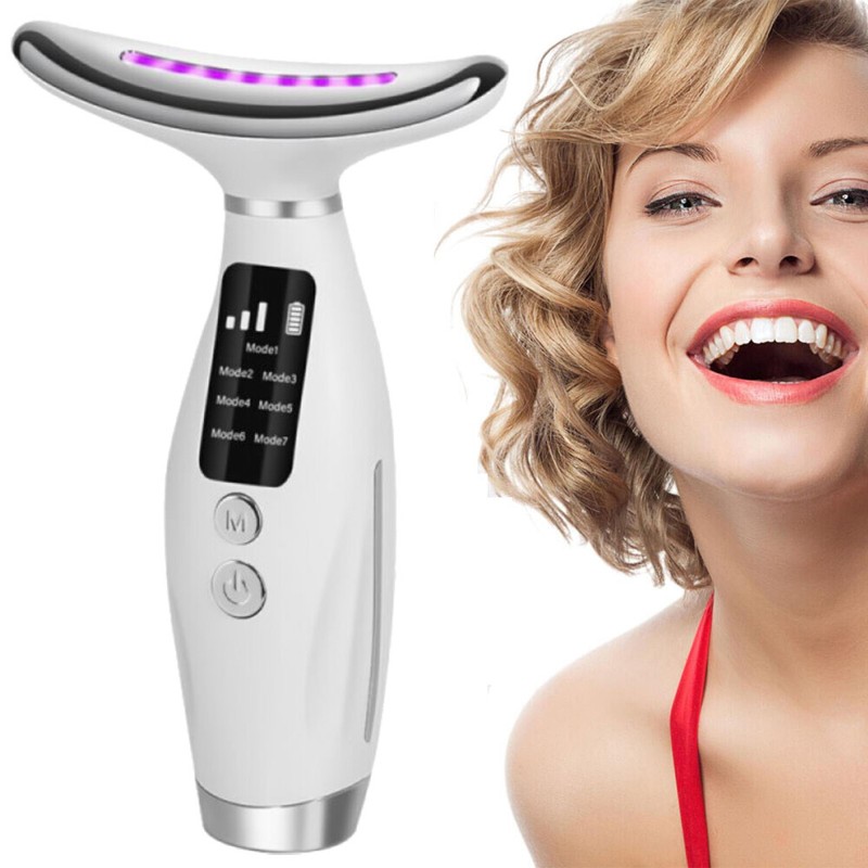 US 7 in 1 Facial Massager LED Light Therapy Face Neck Lift Anti-Wrinkle Device gallery