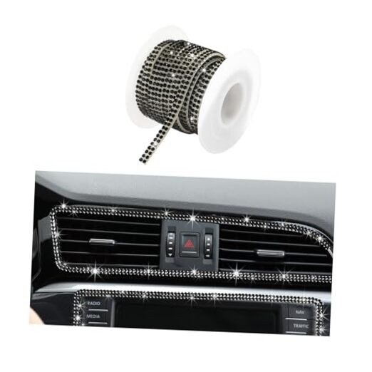 Bling Car Trim Self Adhesive, 16.4 Ft Auto Interior Exterior Crystal Black
