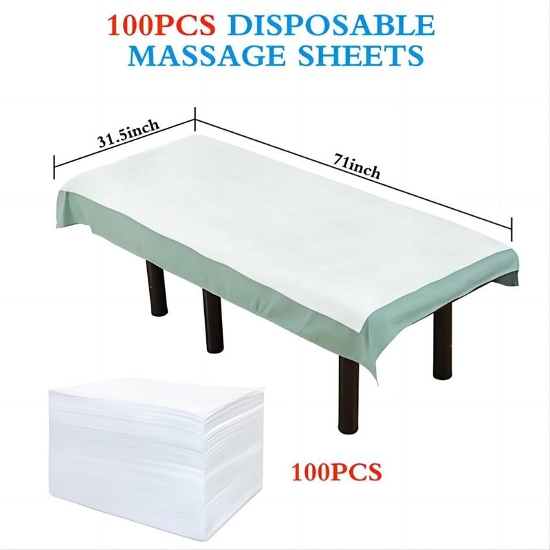 100Pcs Disposable Massage Table Sheets 31.5" x 71" Non-Woven Fabric Bed Cover... gallery