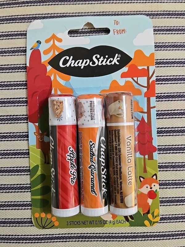 CHAPSTICK FALL COLLECTION 3pk Apple Pie, Salted Caramel, Vanilla Latte